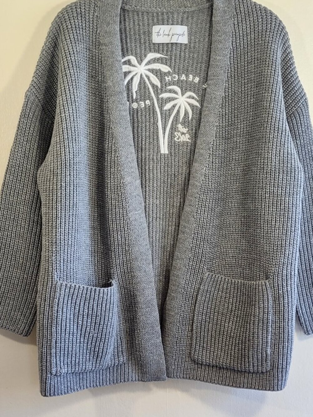 The Beach People Cardigan Sweater Palm Trees Small/XS Tropical Coastal Boho Cozy - Picture 5 of 9